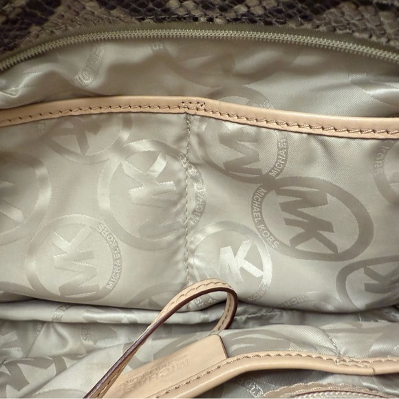 Michael Kors Tan Snake Print Tote Bag - Picture 10 of 16